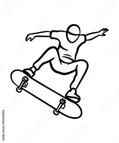 Skateboarder doing trick clipart