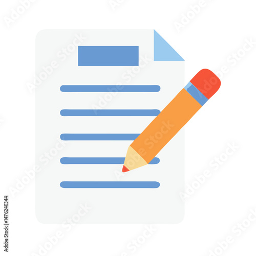 Paper with lines and pencil illustration graphic icon