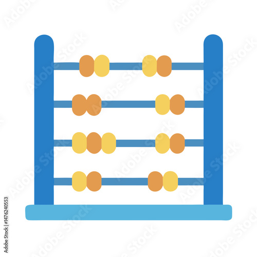 Flat illustration of blue and tan abacus for counting