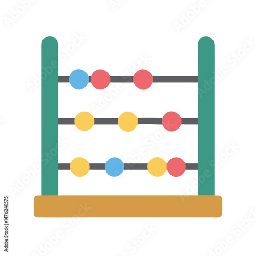 Flat vector illustration of a colorful children's abacus