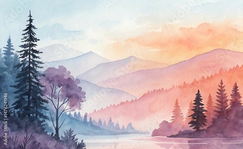 Delicate Abstract Watercolor Gradient - Blue, Purple, Pink, Orange Art