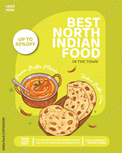 Indian Food social media post and poster, banner, flyer