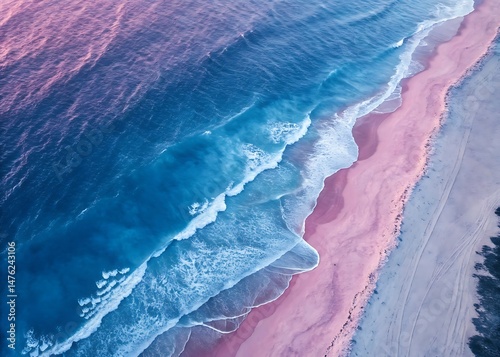 Textured Blue Pink Gradient Background with Smooth Color Blend and Grainy Effect