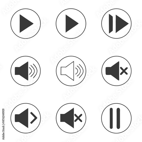 media player icons set