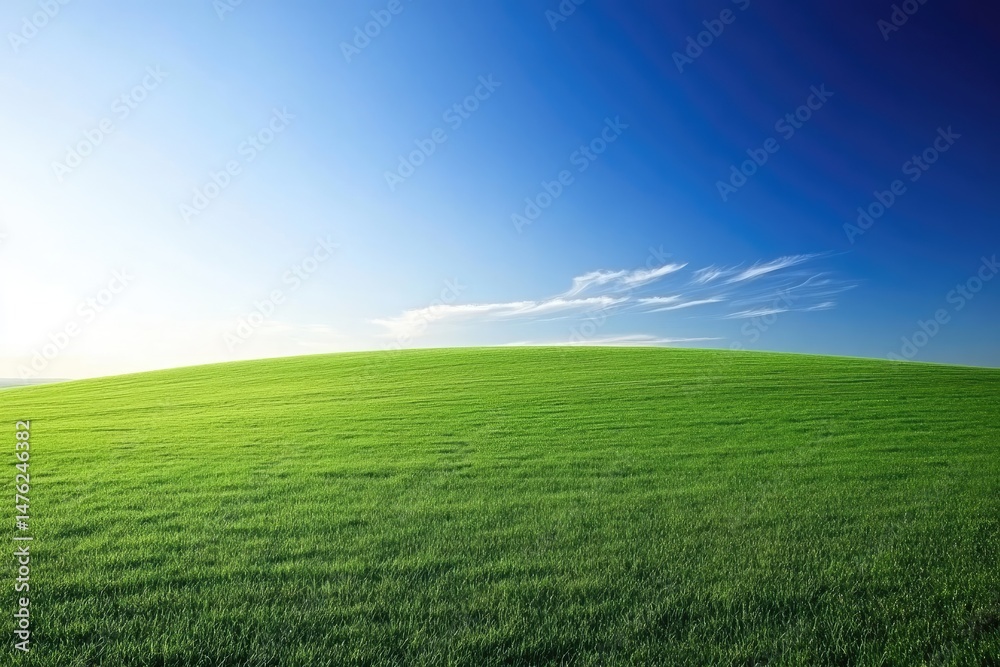 Obraz premium Lush green field under a vibrant sky