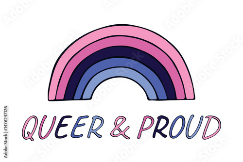 Colorful rainbow shape Omnisexual pride flag Happy pride day LGBTQIA community Pride Month Vector hand drawn doodle for posters, stickers, logo, cards