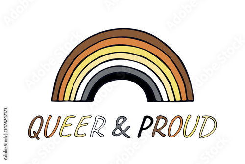 Colorful rainbow shape Bear brotherhood pride flag Happy pride day LGBTQIA community Pride Month Vector hand drawn doodle for posters, stickers, logo, cards
