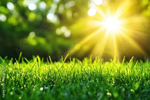 Lush green grass bathed in sunlight (3)