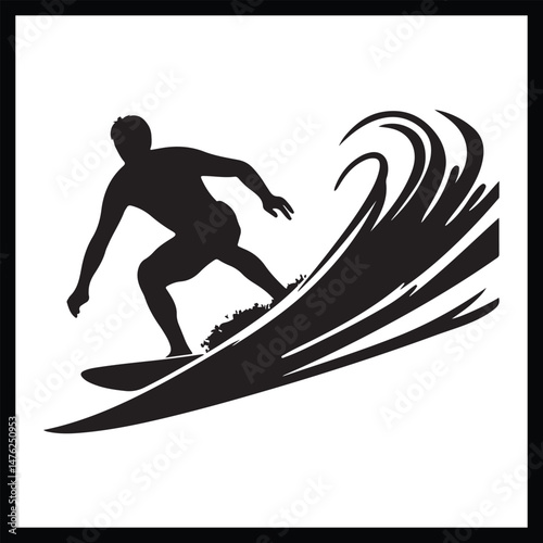 Surfing Silhouette Clipart Design