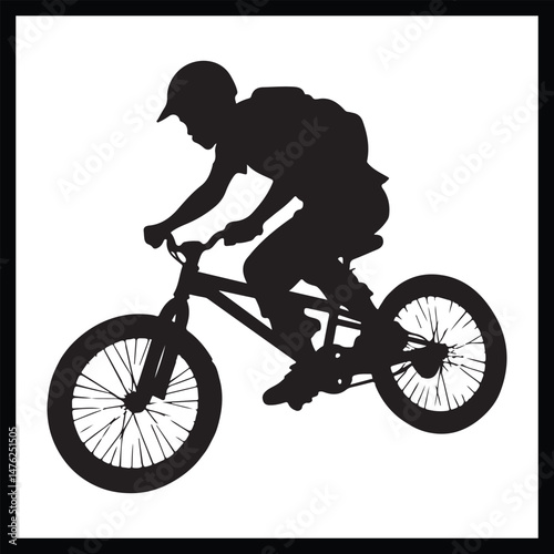 Black silhouette BMX clipart white background