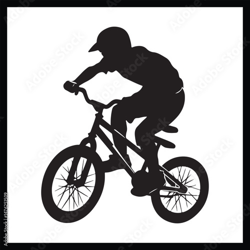 Black silhouette BMX clipart white background