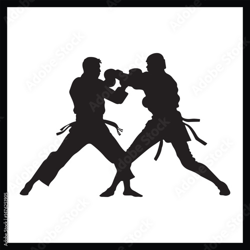 Silhouette Combat Sports clipart