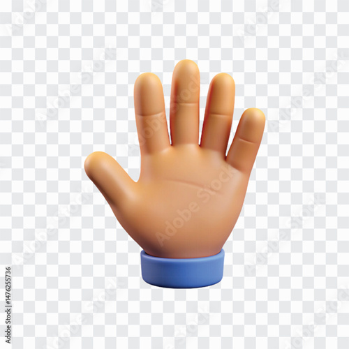 Open Palm Hand Stop Icon Render | Hand Gesture PNG | Caution or Halt Symbol Illustration