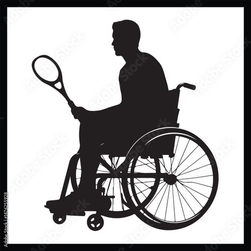 Wheelchair Tennis Silhouette Clipart