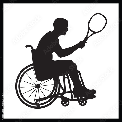 Wheelchair Tennis Silhouette Clipart