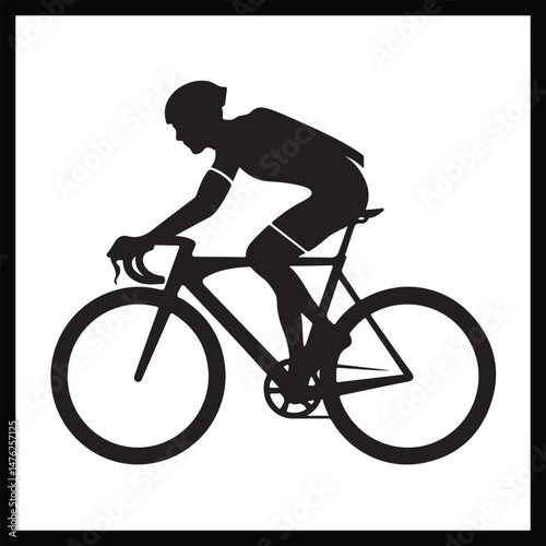Black Road Cycling Action Clipart