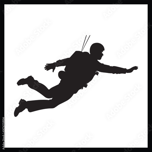 Skydiver Falling Silhouette Graphic