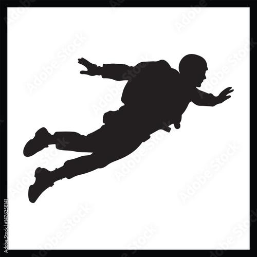 Skydiver Falling Silhouette Graphic