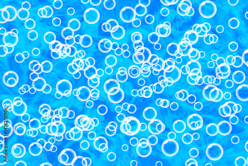 A blue background filled with many transparent bubbles of varying sizes and overlapping each other nicely