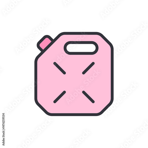Stylized Pink Gas Canister Icon With Handle On Transparent Layer