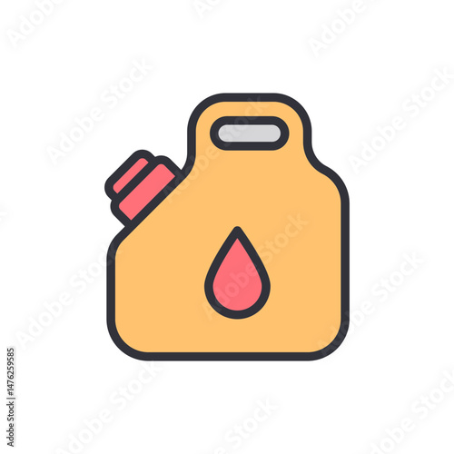 Isolated Illustration Of A Plastic Fuel Canister With A Drop Symbol
