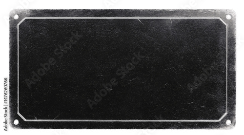 Empty Plaque for Message: A minimalist, industrial-style metallic plaque, its blank surface a canvas for any message. Evokes a sense of classic design. 