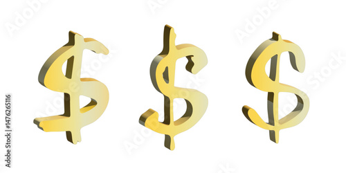 3d dollar currency symbol set Elements for design