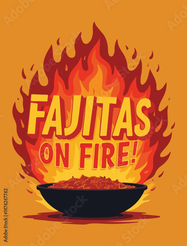 Sizzling Fajita T-shirt Design with Bold Typography, Iconic Mexican Food Elements, and Vibrant Solid Colors to Celebrate National Fajita Day in a Fun and Playful Style