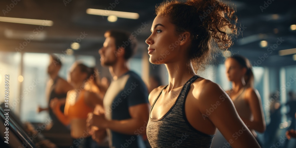 Fototapeta premium Women Training at Gym Together