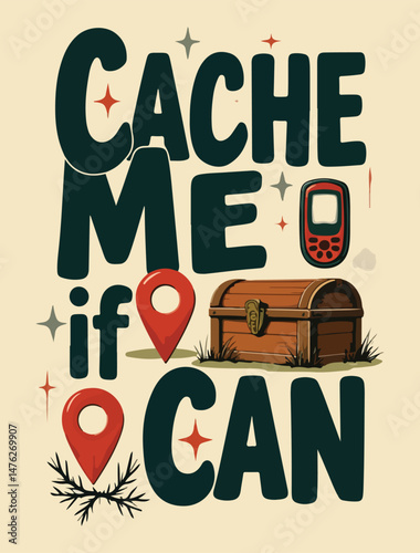Geocache Discovery Vector – Hidden Treasure, GPS, and Adventure Icons for International Geocaching Day, Ideal for Social Media, Stickers, and T-shirts
