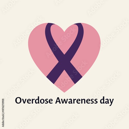 Overdose Awareness Day Vector Art Featuring Purple Ribbon, Supportive Hands, and Recovery Pathway – Minimalist Solid Color Designs for Raising Awareness and Hope