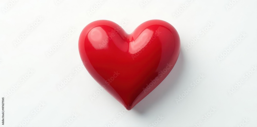 Realistic red heart on plain white background, passion, blood Realistic red heart on plain white background, passion, blood