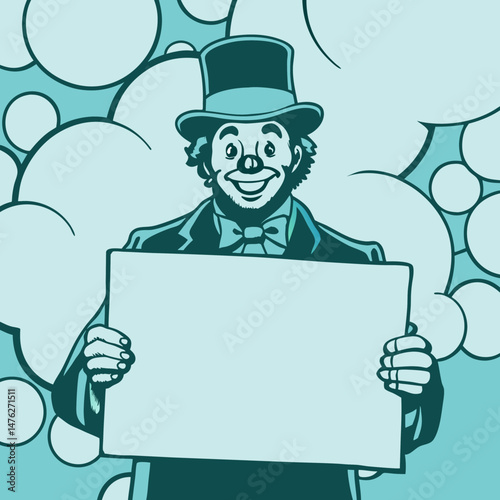 man with blank board Man Holding Blank Sign Board

