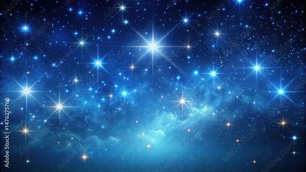 Obraz premium A vast expanse of dark blue sky with twinkling stars scattered across it like diamonds against the velvet darkness
