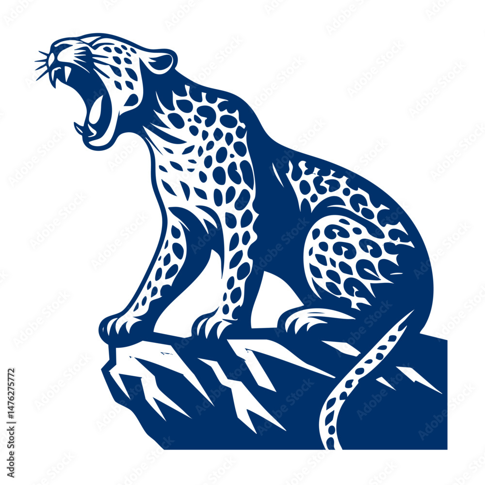Majestic Roaring Leopard A Powerful Wild Cat on a Rock Majestic Roaring Leopard A Powerful Wild Cat on a Rock