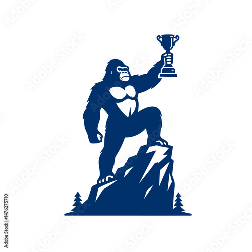 Gorilla Champion A Majestic Beast Conquers the Mountain Peak