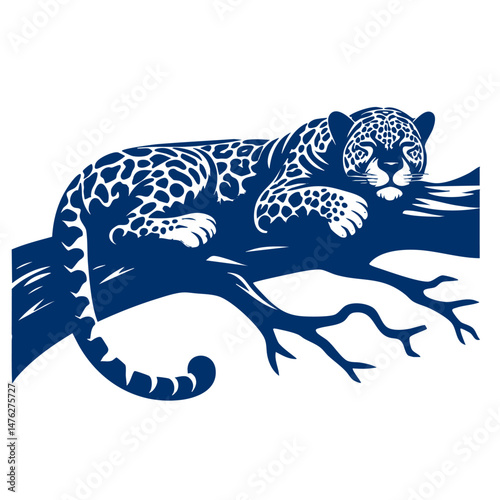 Majestic Jaguar Resting on Tree Branch A Stunning Wildlife Artwork