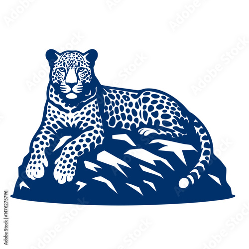 Majestic Jaguar Resting on Rocks A Stunning Wildlife Vector Graphic