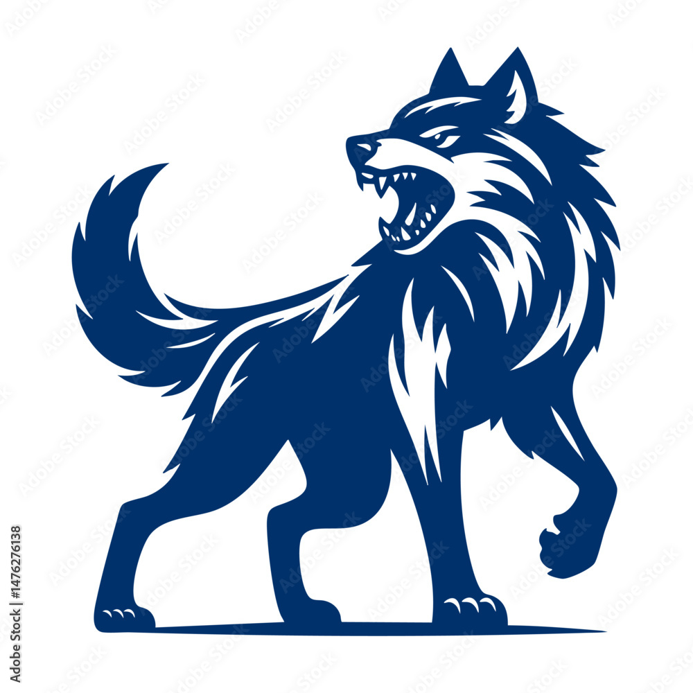 Obraz premium Majestic Blue Wolf A Powerful and Fearsome Predator Illustration