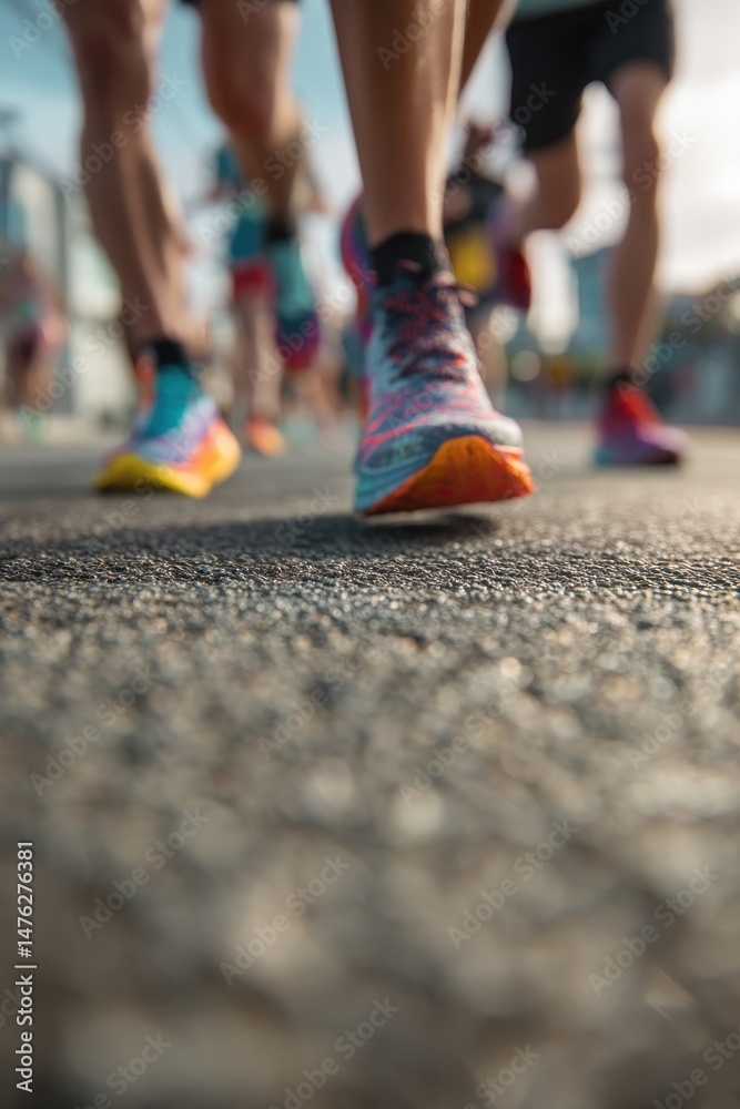 Fototapeta premium Runners running on a city street