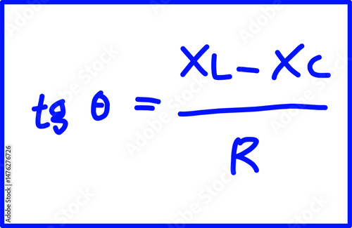 physics of alternating current voltage, physics formula for total resistance of R L C circuit, with phase angle