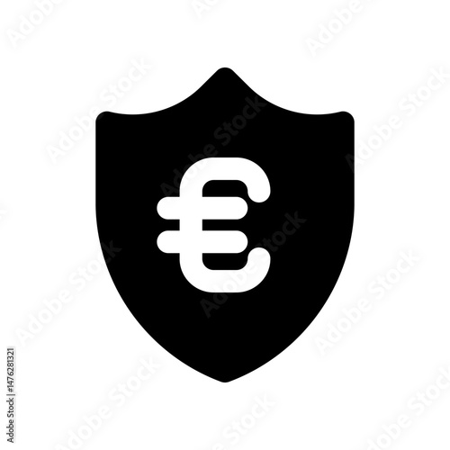 Shield Emblem Representing Security for the Euro Currency and Financial Protection