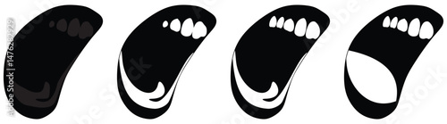 Hand drawn screaming mouth, lips. Retro halftone collage element. Vector illustration of grunge art templates. Dotted pop art vintage style