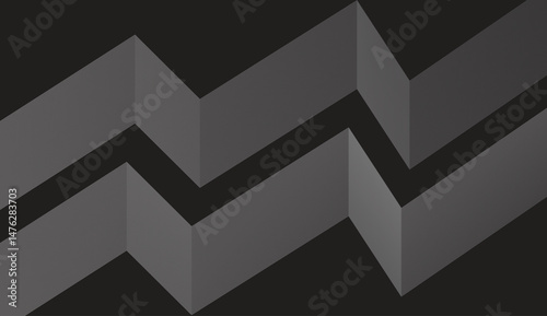 Abstract 3D Zigzag Composition in Grey Tones
