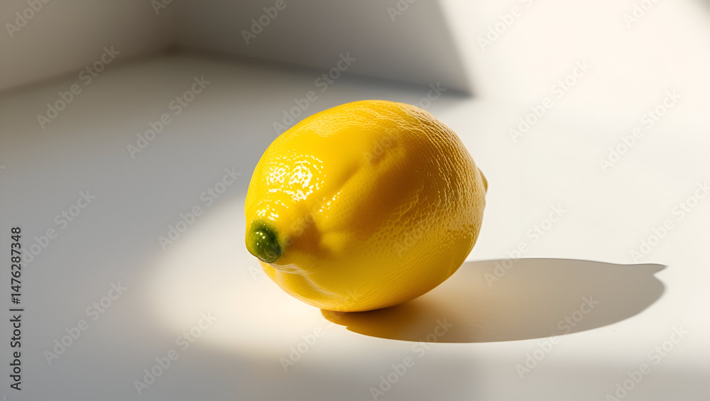 Bright yellow lemon fruit, uncut and fresh, presented as a whole with realistic detail