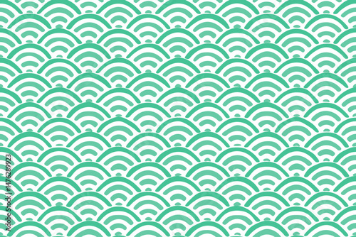 Hand drawn Japanese wave pattern background, Cute Japanese pattern wallpaper, Seamless vector material/手描き風の青海波の背景、かわいい日本の和柄模様