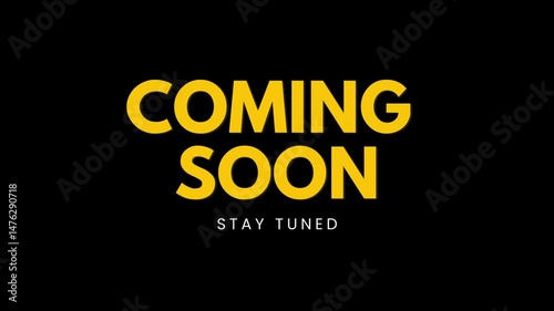 Coming soon animation text yellow golden bold text typography animation smooth