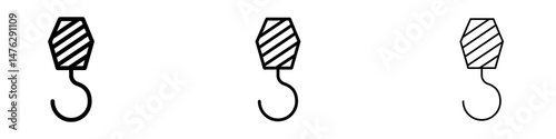 Winch hook icons. modern minimalist symbol outline vector flat style