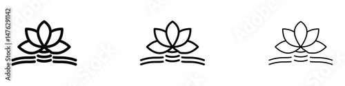 Water lily icons. modern minimalist symbol outline vector flat style