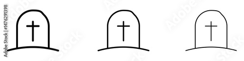 Tombstone icons. modern minimalist symbol outline vector flat style